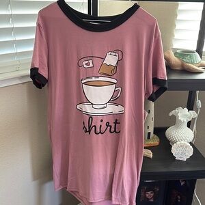 Pink Graphic T-Shirt with Tea Cup Design